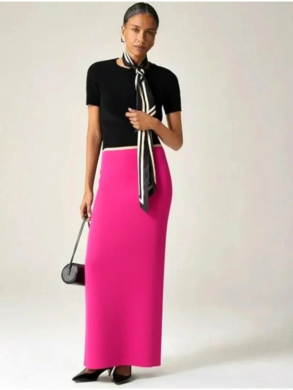 NWT J.Crew Featherweight Cashmere Column Maxi Neon Bougainvillea Flash Skirt L